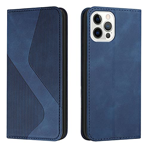 Mo-Somnus Kompatibel mit iPhone 14 Pro (6,1 Zoll) Hülle, Magnet PU Leder Flip Wallet Case Tasche Handyhülle, Stoßfeste Klappbar Brieftasche Klapphülle mit [Kartenfächer] (Blau) von Mo-Somnus
