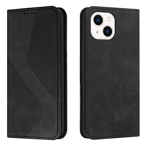 Mo-Somnus Kompatibel mit iPhone 15 (6,1 Zoll) Hülle, Schutzhülle iPhone 15, Magnet PU Leder Tasche Handyhülle iPhone 15, Klappbar iPhone 15 Brieftasche Klapphülle (Schwarz) von Mo-Somnus