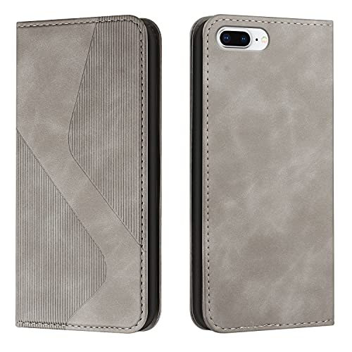 Mo-Somnus Kompatibel mit iPhone 6S Plus/6 Plus Hülle, Magnet PU Leder Flip Wallet Case Tasche Handyhülle, Klappbar iPhone 6S Plus/6 Plus (5,5 Zoll) Brieftasche Klapphülle mit [Kartenfächer] (Grau) von Mo-Somnus