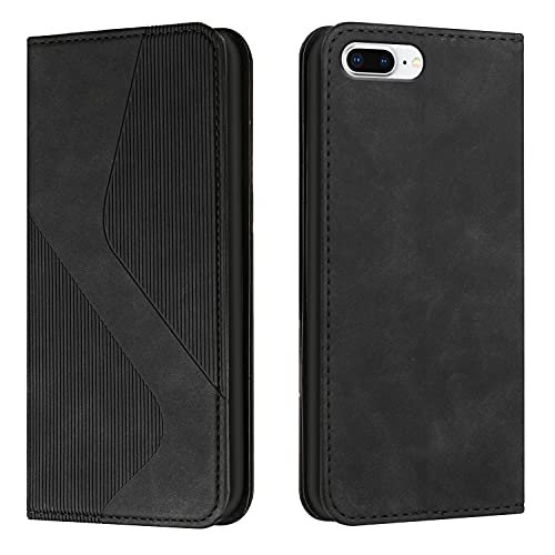 Mo-Somnus Kompatibel mit iPhone 8 Plus/7 Plus Hülle, Magnet PU Leder Flip Wallet Case Tasche Handyhülle, Klappbar iPhone 8 Plus/7 Plus (5,5 Zoll) Brieftasche Klapphülle mit [Kartenfächer] (Schwarz) von Mo-Somnus