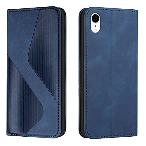 Mo-Somnus Kompatibel mit iPhone XR Hülle, Magnet PU Leder Flip Wallet Case Tasche Handyhülle, Stoßfeste Schutzhülle iPhone XR (6,1 Zoll) Brieftasche Klapphülle mit [Kartenfächer] (Blau) von Mo-Somnus