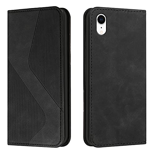 Mo-Somnus Kompatibel mit iPhone XR Hülle, Magnet PU Leder Flip Wallet Case Tasche Handyhülle, Stoßfeste Schutzhülle iPhone XR (6,1 Zoll) Brieftasche Klapphülle mit [Kartenfächer] (Schwarz) von Mo-Somnus