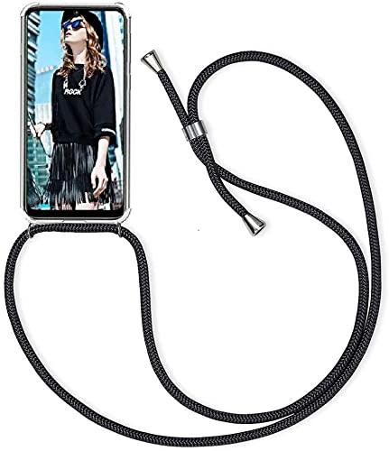 Handykette Kompatibel mit Samsung Galaxy A72 5G Hülle, Transparent Silikon Case Schutzhülle mit Kordel zum Umhängen, MoEvn Stoßfest Necklace Handyhülle mit Band für Samsung Galaxy A72, Schwarz von MoEvn-EU