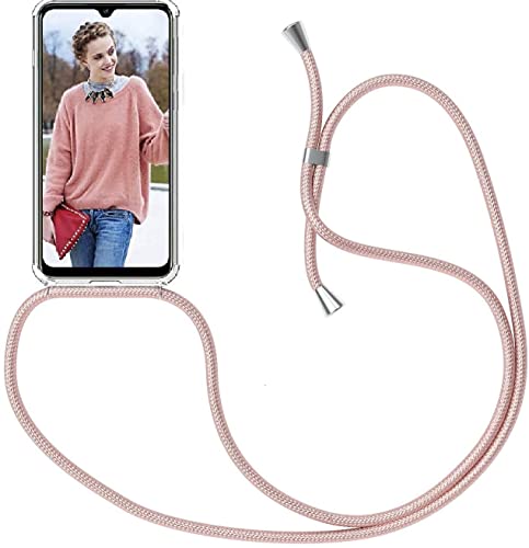 MoEvn-EU Handykette Kompatibel mit OnePlus 9 Hülle, Ultra Dünn Weiches Silikon Stoßfest Handyhülle Kordel zum Umhängen, MoEvn Transparent Necklace Phone Case Schutzhülle Band für, Roségold von MoEvn-EU