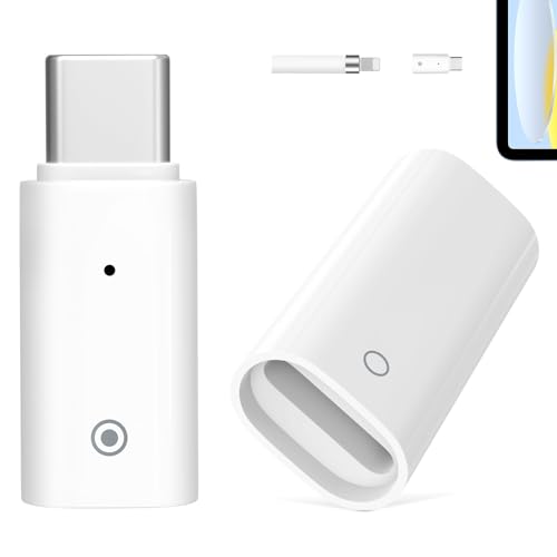 MoKo 2 Stück Ladeadapter für Apple Pencil 1. Generation, USB-C auf Apple Pencil Adapter + Buchse auf Buchse Ladeanschluss, USB-C Stecker auf Buchse Ladeadapter für iPad 10. Generation, Weiß von MoKo