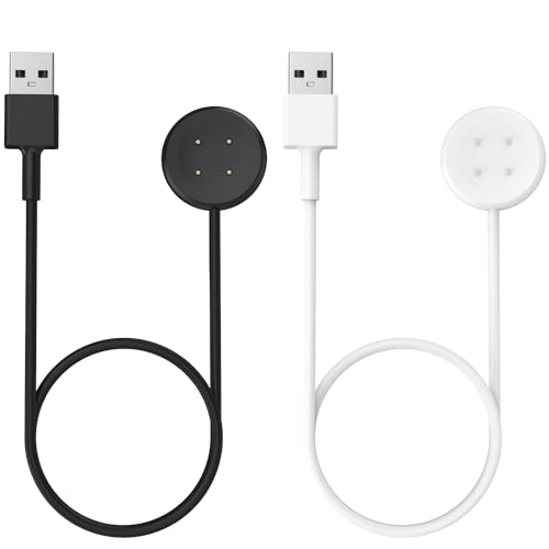 MoKo 2 Stück Ladegerät Kompatibel mit Google Pixel Watch 3/Pixel Watch 2 Smartwatch, Magnetisches Ladestation mit 1M USB Ladekabel Kabel für Fitbit Ace LTE/Versa 4/3/Sense 2/Sense, Schwarz & Weiß von MoKo