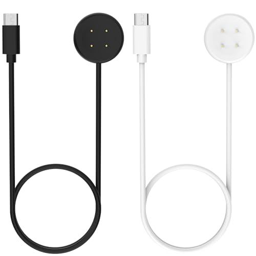 MoKo 2 Stück Ladegerät Kompatibel mit Google Pixel Watch 3/Pixel Watch 2 Smartwatch, Magnetisches Ladestation mit 1M USB-C Ladekabel Kabel für Fitbit Ace LTE/Versa 4/3/Sense 2/Sense, Schwarz & Weiß von MoKo