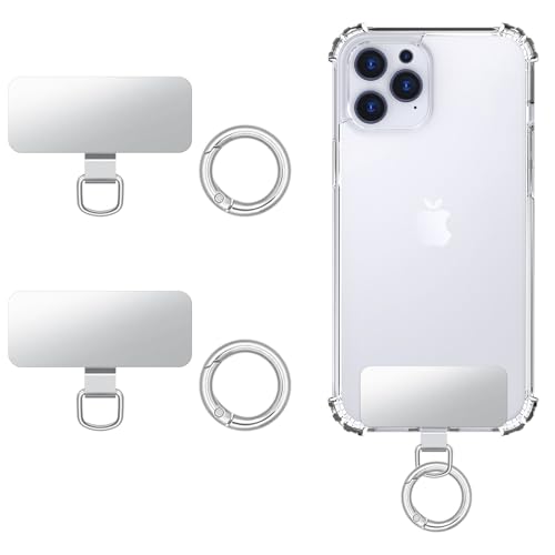 MoKo 2pcs Telefon Tether Tab, Edelstahl Handy Lanyard Pads, Telefon Strap Ersatzteil mit 2pcs Federringe, Telefon Strap Connector Tether Tabs für die meisten Full Coverage Phone Hülle, Silber MoKo 2pcs Telefon Tether Tab, Edelstahl Handy Lanyard Pads, Telefon Strap Ersatzteil mit 2pcs Federringe, Telefon Strap Connector Tether Tabs für die meisten Full Coverage Phone Hülle, Silber von MoKo