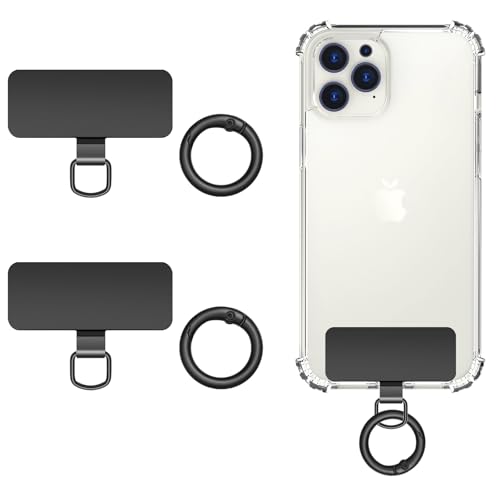 MoKo 2pcs Telefon Tether Tab, Edelstahl Handy Lanyard Pads, Telefon Strap Ersatzteil mit 2pcs Federringe, Telefon Strap Connector Tether Tabs für die meisten Full Coverage Phone Hülle, schwarz MoKo 2pcs Telefon Tether Tab, Edelstahl Handy Lanyard Pads, Telefon Strap Ersatzteil mit 2pcs Federringe, Telefon Strap Connector Tether Tabs für die meisten Full Coverage Phone Hülle, schwarz von MoKo