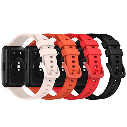 MoKo 4 Stück Armband Kompatibel mit Huawei Watch Fit 2 Smartwatch, Weiches Silikon Ersatzarmband Uhrenarmband, Mehrfarbig A von MoKo