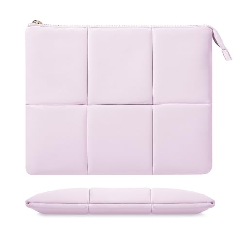 MoKo 9-11 Zoll Tablet Tasche Hülle Kompatibel mit iPad 10th Gen. 10.9" 2022, iPad Pro 11" 2022, Puffy PU Leder Tablet Schutzhülle mit Integriertem Gummiband, Gequiltete Tablet Hülle, Hell Rosa Lila von MoKo