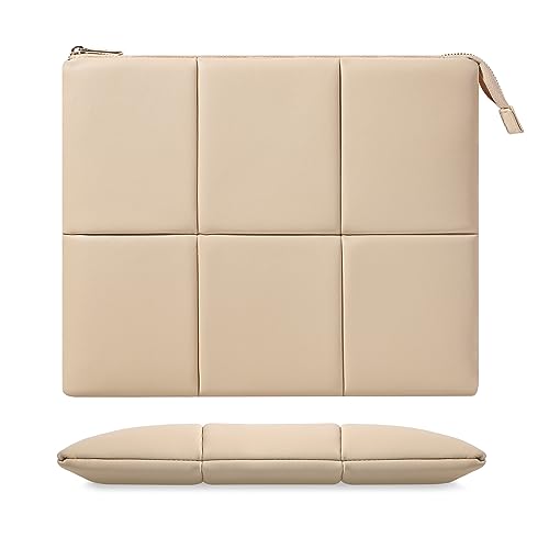 MoKo 9-11 Zoll Tablet Tasche Hülle Kompatibel mit iPad 10th Gen. 10.9" 2022, iPad Pro 11" 2022, Puffy PU Leder Tablet Schutzhülle mit Integriertem Gummiband, Gequiltete Tablet Hülle, Sand von MoKo