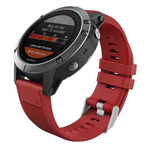 MoKo Armband Kompatibel mit Garmin Fenix 7/6/6 Pro/5/5 Plus/Epix Gen 2/Forerunner 955/945/935/Instinct/Instinct 2, Quick Fit 22mm Silikon Ersatzarmband Uhrenarmband Sportarmband, Dunkel Rot von MoKo