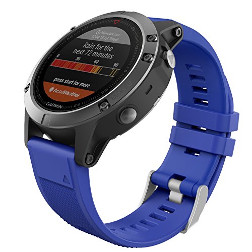 MoKo Armband Kompatibel mit Garmin Fenix 7/7 Pro/6/6 Pro/5/5 Plus/Forerunner 965/955/945/Instinct Solar/Instinct 2, Quick Fit 22mm Silikon Ersatzarmband Uhrenarmband Sportarmband, Königblau von MoKo