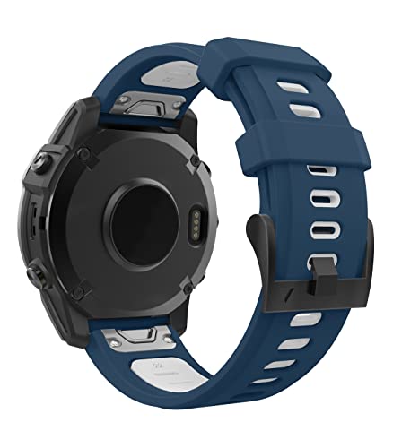 MoKo Armband Kompatibel mit Garmin Fenix 7/7 Pro/6/6 Pro/5/5 Plus/Forerunner 965/955/945/Instinct Solar/Instinct 2, Quick Fit 22mm Weiches Silikon Ersatzarmband Uhrenarmband, Blau/Weiß von MoKo