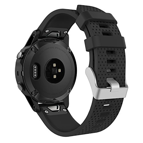 MoKo Armband Kompatibel mit Garmin Fenix 7S/7S Pro/Fenix 6S/6S Pro/Fenix 5S/5S Plus/Instinct 2S/Epix Pro Gen 2 42mm, 20mm Quick Fit Silikon Sportarmband Uhr Band Ersatzarmband Uhrenarmband, Schwarz von MoKo