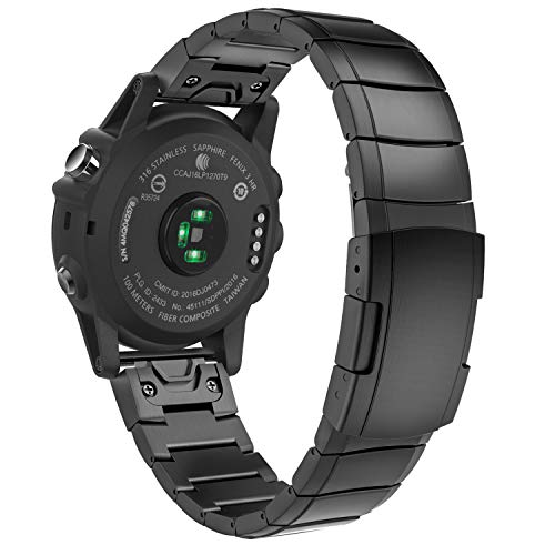 MoKo Armband Kompatibel mit Garmin Fenix 7X/6X/6X Pro/5X/5X Plus/3/3 HR/Enduro/Descent Mk2i/Mk2/Mk1/Tactix Delta, 26mm Quick Fit Edelstahl Uhrenarmband Ersatzband Wechselarmband, Schwarz MoKo Armband Kompatibel mit Garmin Fenix 7X/6X/6X Pro/5X/5X Plus/3/3 HR/Enduro/Descent Mk2i/Mk2/Mk1/Tactix Delta, 26mm Quick Fit Edelstahl Uhrenarmband Ersatzband Wechselarmband, Schwarz von MoKo