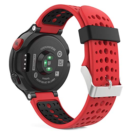 MoKo Armband Kompatibel mit Garmin Forerunner 235/235 Lite/220/230/620/630/735XT/Approach S20, Silikon Sportarmband mit Werkzeug, Uhr Band Strap Ersatzarmband Uhrenarmband, Rot/Schwarz von MoKo