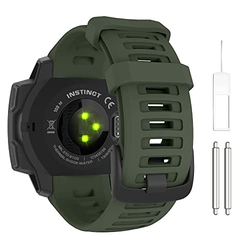 MoKo Armband Kompatibel mit Garmin Instinct/Instinct Solar/Tactical/Instinct 2 GPS-Smartwatch, Weiches Silikon Uhrenarmband Sport Ersatzarmband Wechselarmband, Armee Grün von MoKo