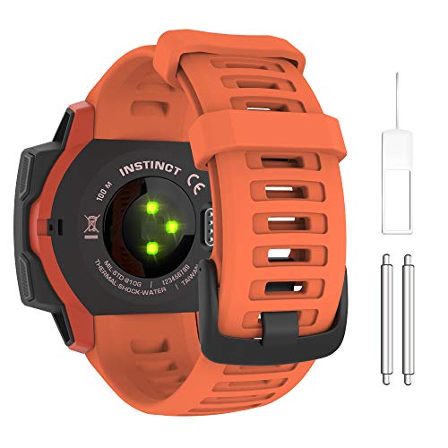 MoKo Armband Kompatibel mit Garmin Instinct/Instinct Solar/Tactical/Instinct 2 GPS-Smartwatch, Weiches Silikon Uhrenarmband Sport Ersatzarmband Wechselarmband, Feuerrot von MoKo