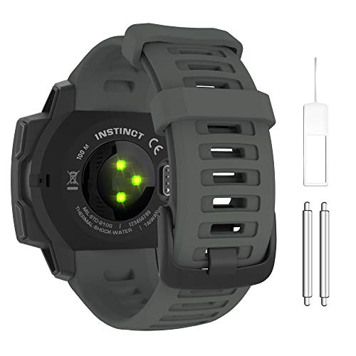MoKo Armband Kompatibel mit Garmin Instinct/Instinct Solar/Tactical/Instinct 2 GPS-Smartwatch, Weiches Silikon Uhrenarmband Sport Ersatzarmband Wechselarmband, Graphite Grau von MoKo
