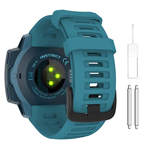MoKo Armband Kompatibel mit Garmin Instinct/Instinct Solar/Tactical/Instinct 2 GPS-Smartwatch, Weiches Silikon Uhrenarmband Sport Ersatzarmband Wechselarmband, Türkisblau von MoKo