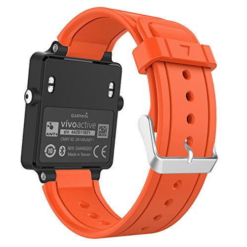 MoKo Armband Kompatibel mit Garmin Vivoactive/Vivoactive Acetate, Silikon Ersatzarmband Uhrenarmband Sportarmband Einstellbar Wechselarmband - Orange von MoKo