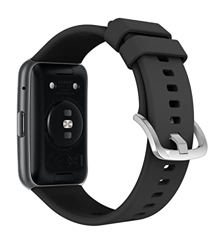 MoKo Armband Kompatibel mit Huawei Watch Fit Active/Elegant Smartwatch, Weiche Silikon Sport Ersatzarmband Uhrenarmband mit Edelstahlschnalle, Schwarz von MoKo