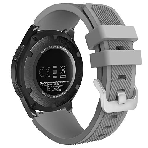 MoKo Sport Armband Kompatibel mit Samsung Galaxy Watch 3 45mm Armband/Galaxy Watch 46mm/Gear S3 Frontier/Classic, 22mm Weiches Silikon Ersatzarmband für Herren Damen, Grau von MoKo