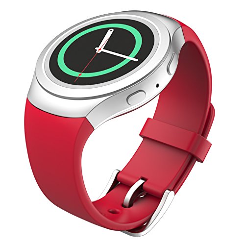 MoKo Armband Kompatibel mit Samsung Gear S2 Sport - Silikon Sportarmband Uhr Band Ersatzband Uhrenarmband für Gear S2 SM-R720 / SM-R730 Smartwatch, Rot (Nicht für Gear S2 Classic SM-R732) von MoKo