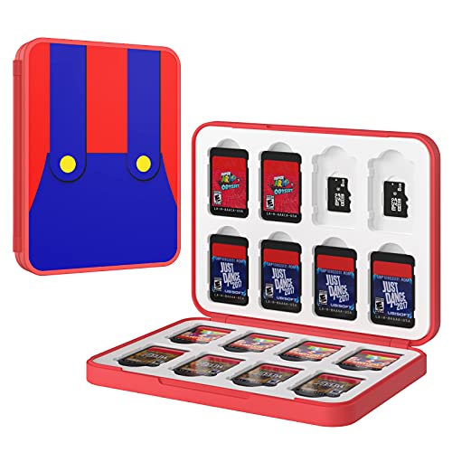 MoKo Aufbewahrungsbox für Switch Spielkarten Kompatibel mit Spiele der Nintendo Switch & Switch Lite & Switch OLED 2021, 16 in 1 Game Card Genrics Speicherkarten Spiele Tasche Organizer, Roter Mario von MoKo