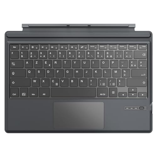 MoKo Französische Tastatur Kompatibel mit Microsoft Surface Pro 7 Plus/Pro 7/Pro 6/Pro 5/Pro 4/Pro 3, AZERTY Layout Bluetooth Tastatur mit schlankem Drehgelenk, integrierter Lithiumbatterie, Grau von MoKo