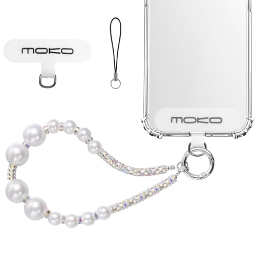 MoKo Handykette Universal, Handy Handgelenk-Trageband mit Lanyard-Patch, Handy Perlen Schlüsselband, Handschlaufe Handyband Handy Lanyard für die meisten Handys, Smartphone & Handy Hülle, Weiß MoKo Handykette Universal, Handy Handgelenk-Trageband mit Lanyard-Patch, Handy Perlen Schlüsselband, Handschlaufe Handyband Handy Lanyard für die meisten Handys, Smartphone & Handy Hülle, Weiß von MoKo