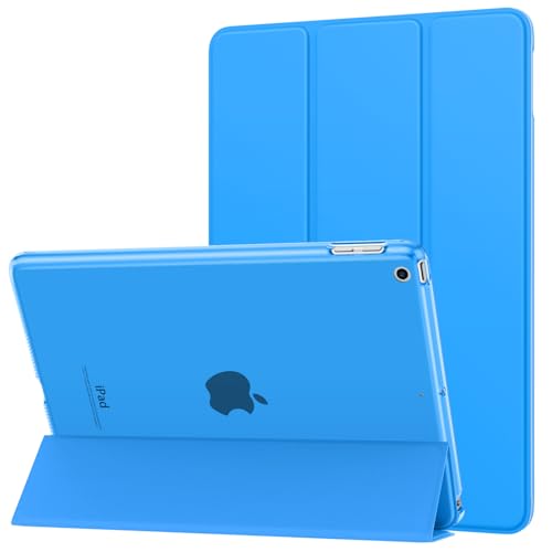 MoKo Hülle Kompatibel für iPad 9.7 2017/2018, 5./6. Generation - PU Leder Tasche Schutzhülle Schale Smart Case mit Transluzent Rücken Deckel Auto Schlaf/Wach Stanfunktion, Blaue Welle von MoKo