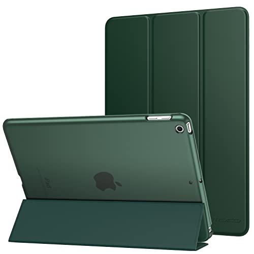 MoKo Hülle Kompatibel für iPad 9.7 2017/2018, 5./6. Generation - PU Leder Tasche Schutzhülle Schale Smart Case mit Transluzent Rücken Deckel Auto Schlaf/Wach Stanfunktion, Nachtgrün von MoKo