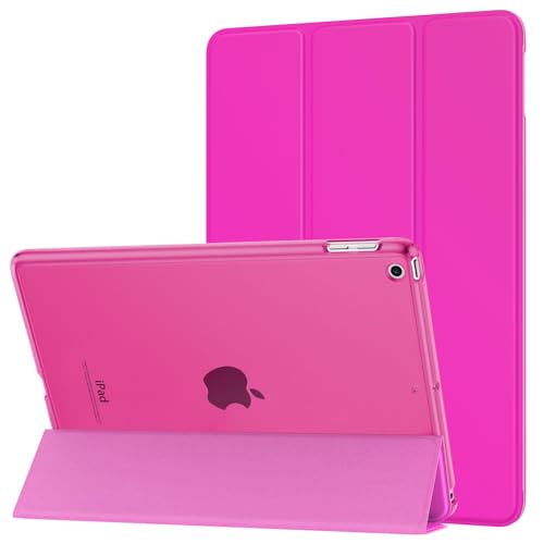 MoKo Hülle Kompatibel für iPad 9.7 2017/2018, 5./6. Generation - PU Leder Tasche Schutzhülle Schale Smart Case mit Transluzent Rücken Deckel Auto Schlaf/Wach Stanfunktion, Pitaya Rot von MoKo