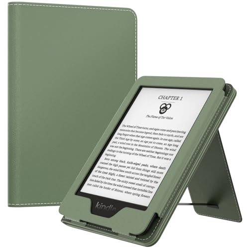 MoKo Hülle Kompatibel mit 6" Kindle 11th Gen 2024/2022/10th Gen 2019/8th Gen 2016, Slim PU Tablet Schutzhülle mit Auto Schlaf/Aufwach Handschlaufe für Kindle 11/10/8, Seladon von MoKo