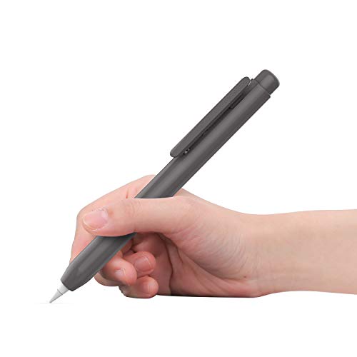 MoKo Hülle Kompatibel mit Apple Pencil 1. Generation, Retractable Ausziehbare Schutzhülle mit Apple Pencil Hülle, Stifthalter mit Stabilem Clip, rutschfeste Einfarbige Stifthülle, Dunkel Grau von MoKo