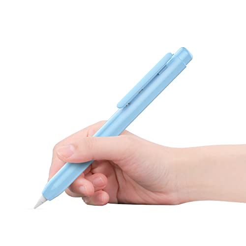 MoKo Hülle Kompatibel mit Apple Pencil 1. Generation, Retractable Ausziehbare Schutzhülle mit Apple Pencil Hülle, Stifthalter mit Stabilem Clip, rutschfeste Einfarbige Stifthülle, Himmelblau von MoKo