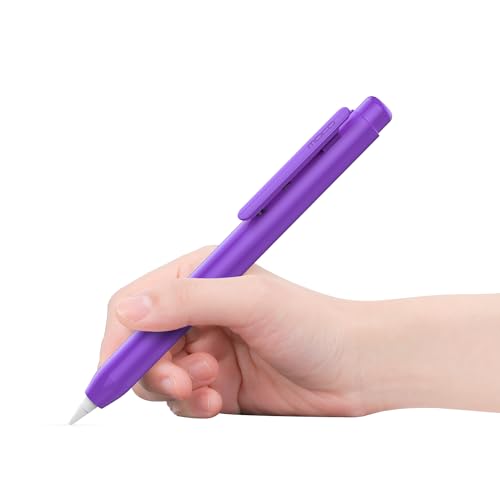 MoKo Hülle Kompatibel mit Apple Pencil 1. Generation, Retractable Ausziehbare Schutzhülle mit Apple Pencil Hülle, Stifthalter mit Stabilem Clip, rutschfeste Einfarbige Stifthülle, Lila von MoKo