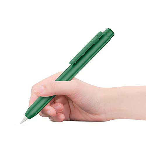 MoKo Hülle Kompatibel mit Apple Pencil 1. Generation, Retractable Ausziehbare Schutzhülle mit Apple Pencil Hülle, Stifthalter mit Stabilem Clip, rutschfeste Einfarbige Stifthülle, Nachtgrün von MoKo