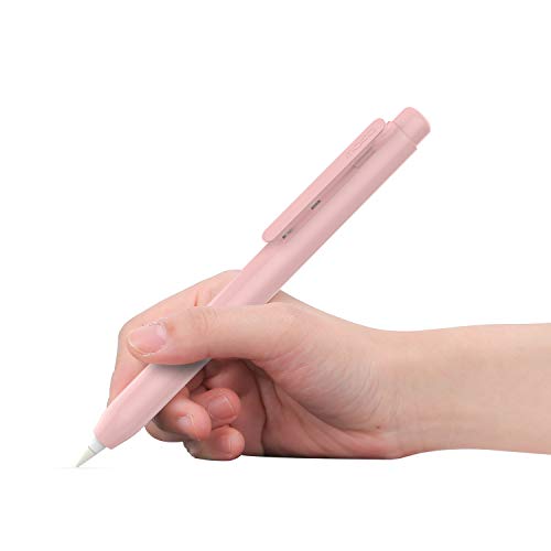 MoKo Hülle Kompatibel mit Apple Pencil 1. Generation, Retractable Ausziehbare Schutzhülle mit Apple Pencil Hülle, Stifthalter mit Stabilem Clip, rutschfeste Einfarbige Stifthülle, Rosa von MoKo