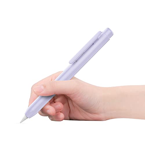 MoKo Hülle Kompatibel mit Apple Pencil 1. Generation, Retractable Ausziehbare Schutzhülle mit Apple Pencil Hülle, Stifthalter mit Stabilem Clip, rutschfeste Einfarbige Stifthülle, Taro Violett von MoKo