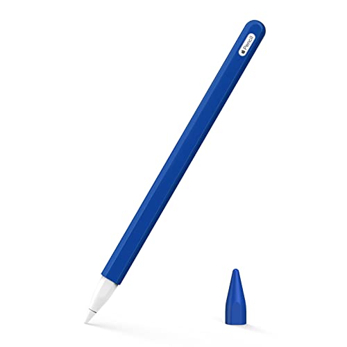 MoKo Hülle Kompatibel mit Apple Pencil 2. Generation, 【2 Stück】 1 Stifthülle und 1 Spitzehülle mit Magnetischer Aufladung und Doppelklick Touch Funktion Retractable Schutzhülle, Indigo von MoKo