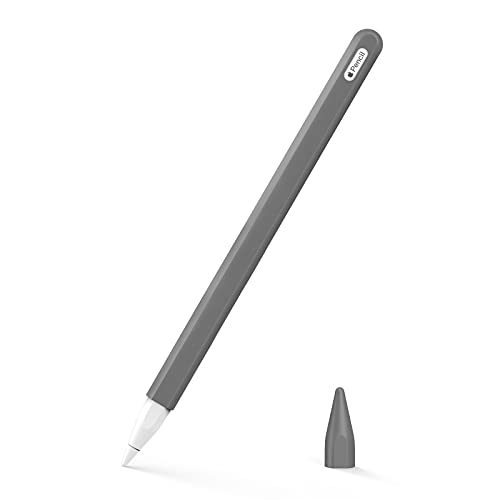 MoKo Hülle Kompatibel mit Apple Pencil 2. Generation, 【2 Stück】 1 Stifthülle und 1 Spitzehülle mit Magnetischer Aufladung und Doppelklick Touch Funktion Retractable Schutzhülle - Grau von MoKo
