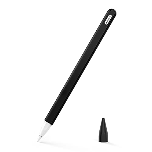 MoKo Hülle Kompatibel mit Apple Pencil 2. Generation, 【2 Stück】 1 Stifthülle und 1 Spitzehülle mit Magnetischer Aufladung und Doppelklick Touch Funktion Retractable Schutzhülle - Schwarz von MoKo