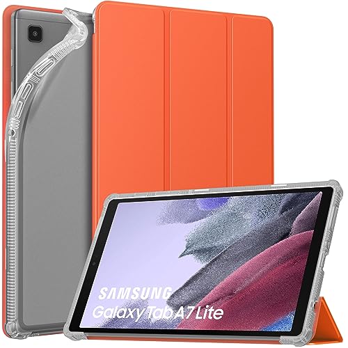 MoKo Hülle Kompatibel mit Galaxy Tab A7 Lite 8.7 2021, TPU Transluzent Matt Rückseite Cover mit Auto Schlaf/Aufwach, Schutzhülle mit Ständer, Orange von MoKo