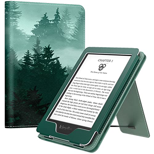 MoKo Hülle Kompatibel mit Kindle Paperwhite 11. Generation 2021, Slim PU Tablet Schutzhülle mit Auto Schlaf/Aufwach Handschlaufe für Kindle Paperwhite 6,8 Zoll, Signature Edition, Grüner Wald von MoKo