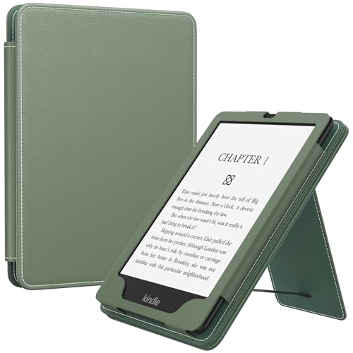 MoKo Hülle Kompatibel mit 7"/6.8" Kindle Paperwhite 12th/11th Generation-2024/2021, Slim PU Tablet Schutzhülle mit Auto Schlaf/Aufwach Handschlaufe für Kindle Paperwhite Signature Edition, Seladon von MoKo