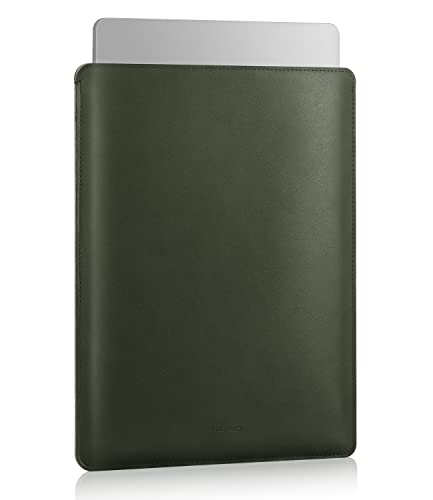 MoKo Hülle Kompatibel mit MacBook Pro 14" M2 MAX 2023/2021, Schlanke Stilvolle Laptop Tasche aus PU Leder, Fliz Sleeve Case Tragetasche für 14 ZollLaptop, Nachtgrün von MoKo
